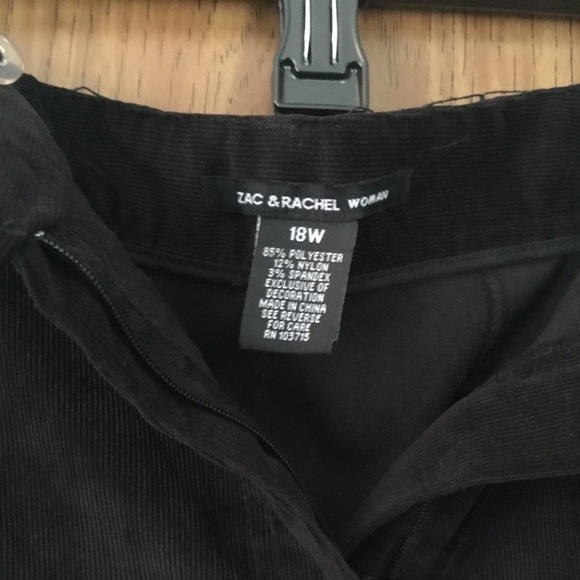 Zac and Rachel Black Corduroy Pants Size 18 - Picture 3 of 3
